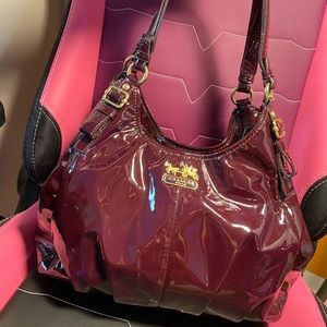 Coach Purple Patten Leather Coach Handbag